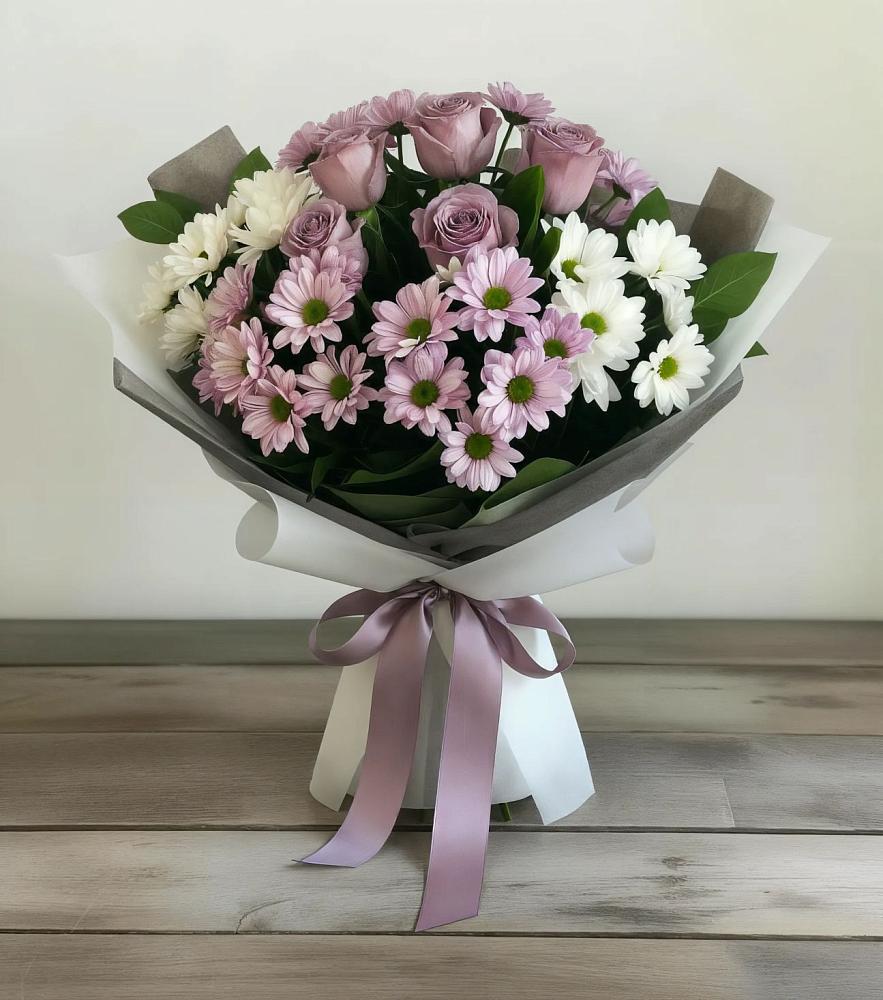 Букет цветов из: Хризантемы и Розы в Ходаево