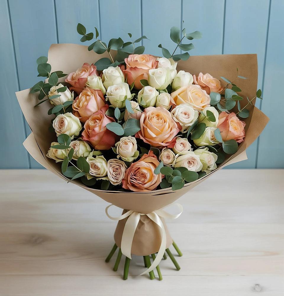 Букет цветов из: Альстромерии и Розы в Ходаево