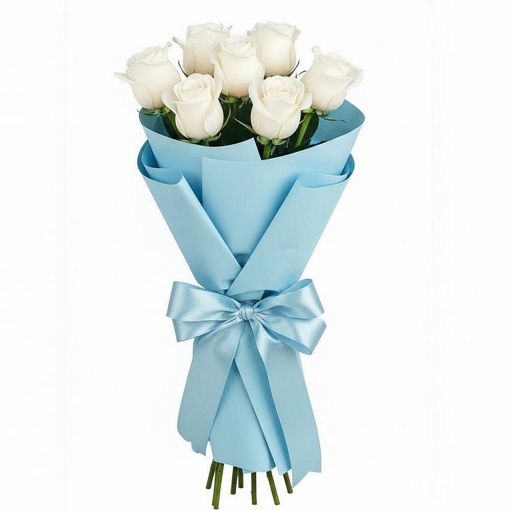 Букет 7 белых роз Проуд в Ходаево