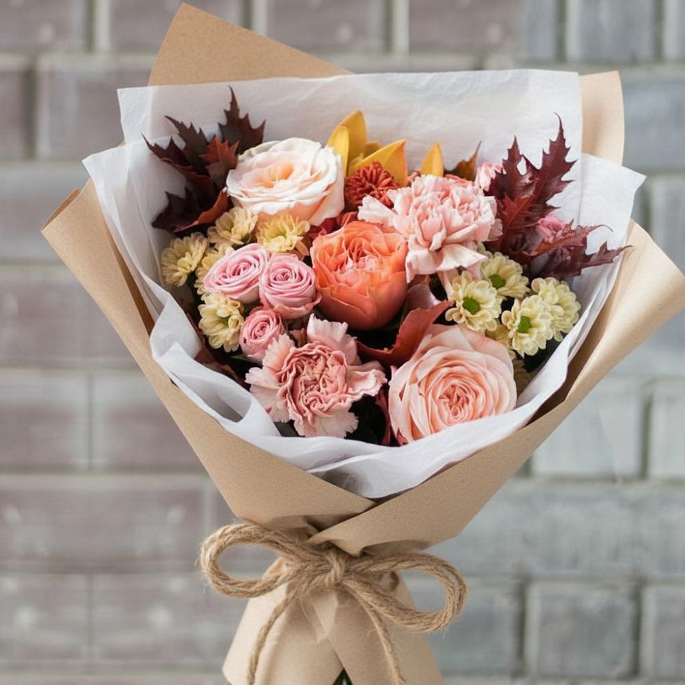 Букет цветов из: Гвоздики, Хризантемы и Розы в Ходаево