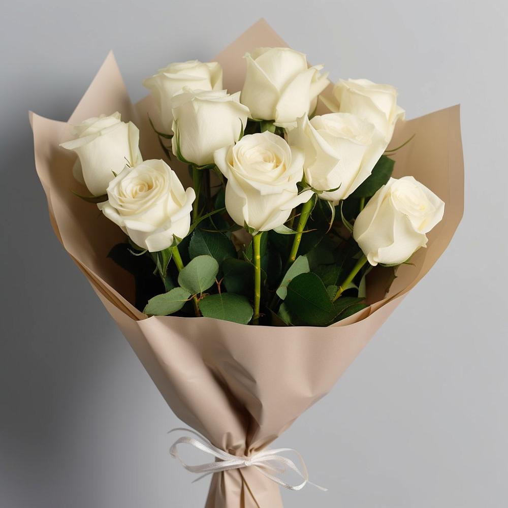 Букет 9 Белых роз Эдлесс Лав в Ходаево