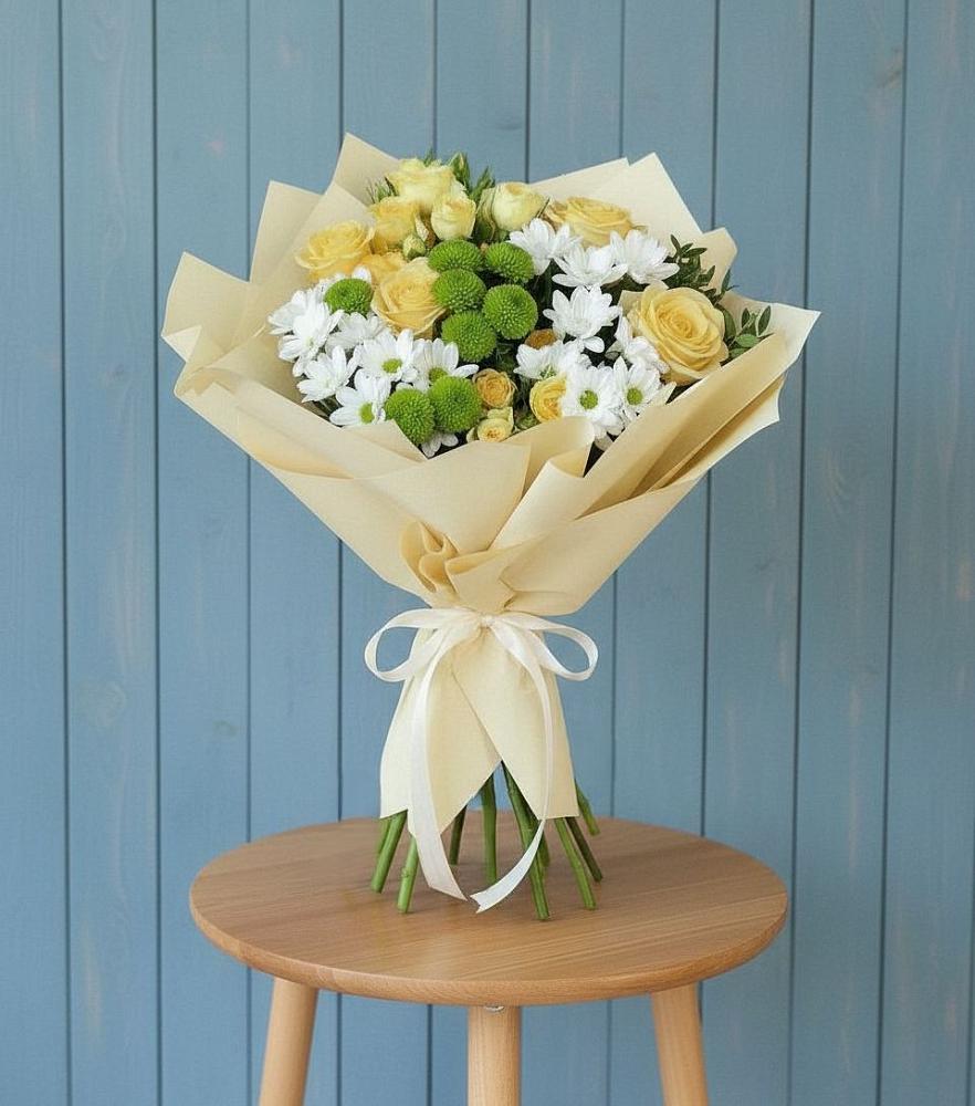 Букет цветов из: Хризантемы и Розы в Ходаево