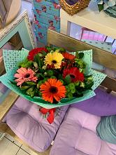 Букет цветов из:  Герберы, Хризантемы и Альстромерии #REPLACE_PRED# Ходаево