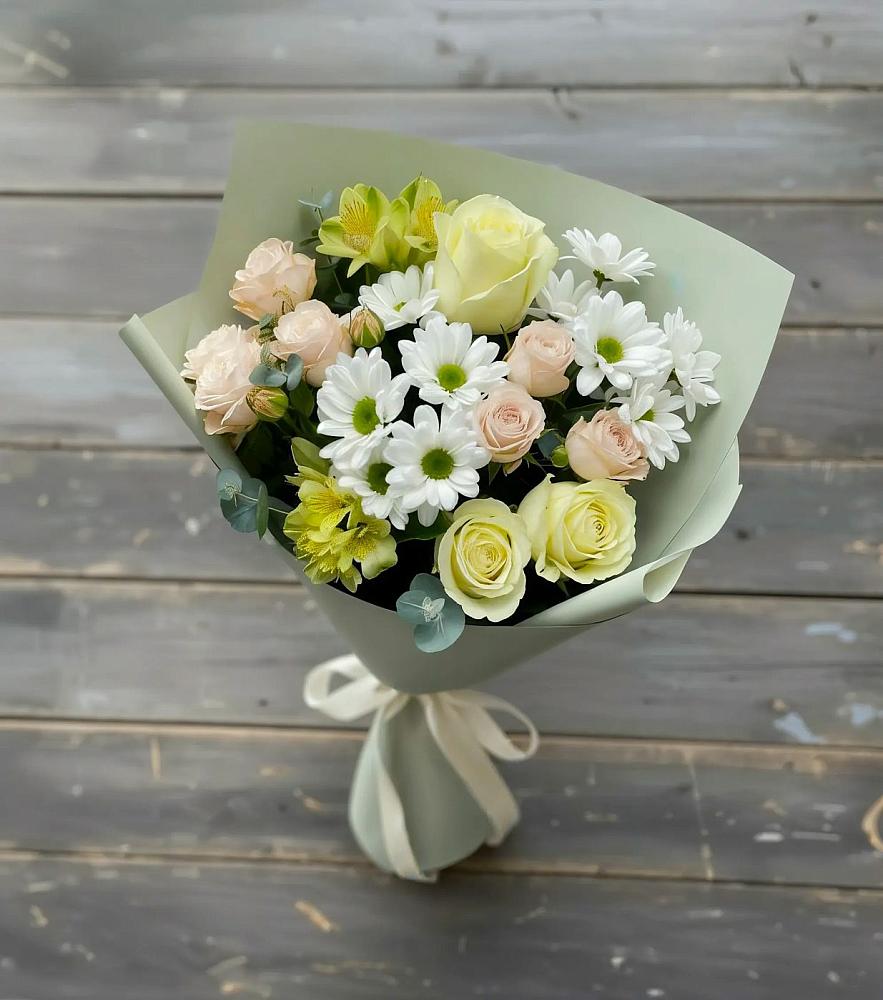 Букет цветов из: Альстромерии, Розы и Хризантемы в Ходаево