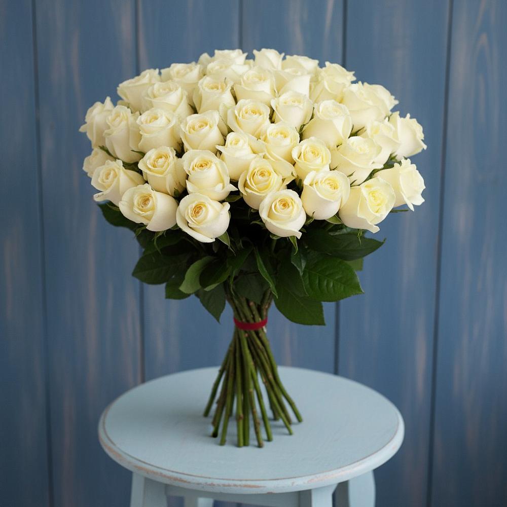 Букет 51 Белая роза Эдлесс Лав в Ходаево