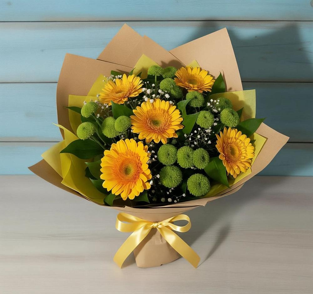 Букет цветов из: Герберы и Хризантемы в Ходаево