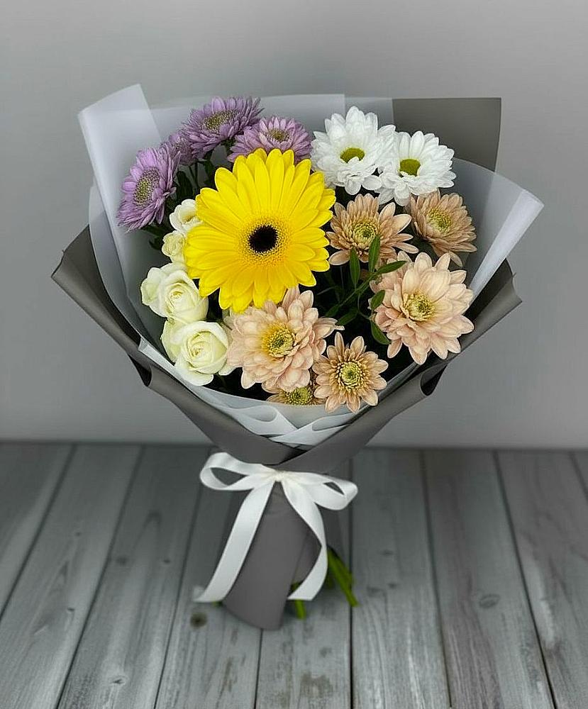 Букет цветов из: Розы, Герберы и Хризантемы в Ходаево
