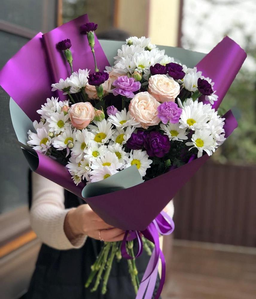 Букет цветов из: Хризантемы, Гвоздики и Розы в Ходаево