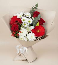 Букет цветов из:  Розы, Хризантемы, Герберы и Лилии в Ходаево