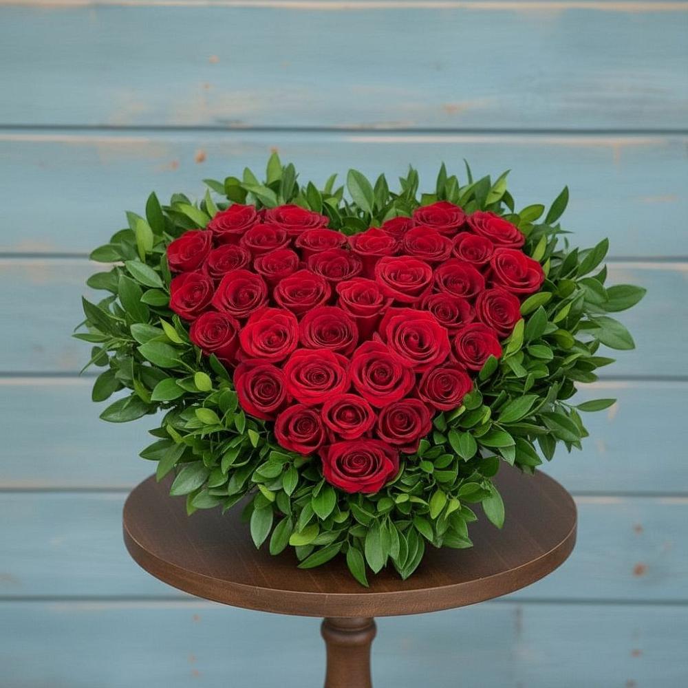 Цветочная композиция из Розы в виде сердца в Ходаево