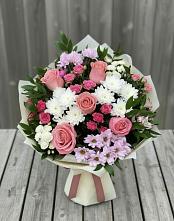 Букет цветов из:  Альстромерии, Гвоздики, Розы и Хризантемы в Ходаево