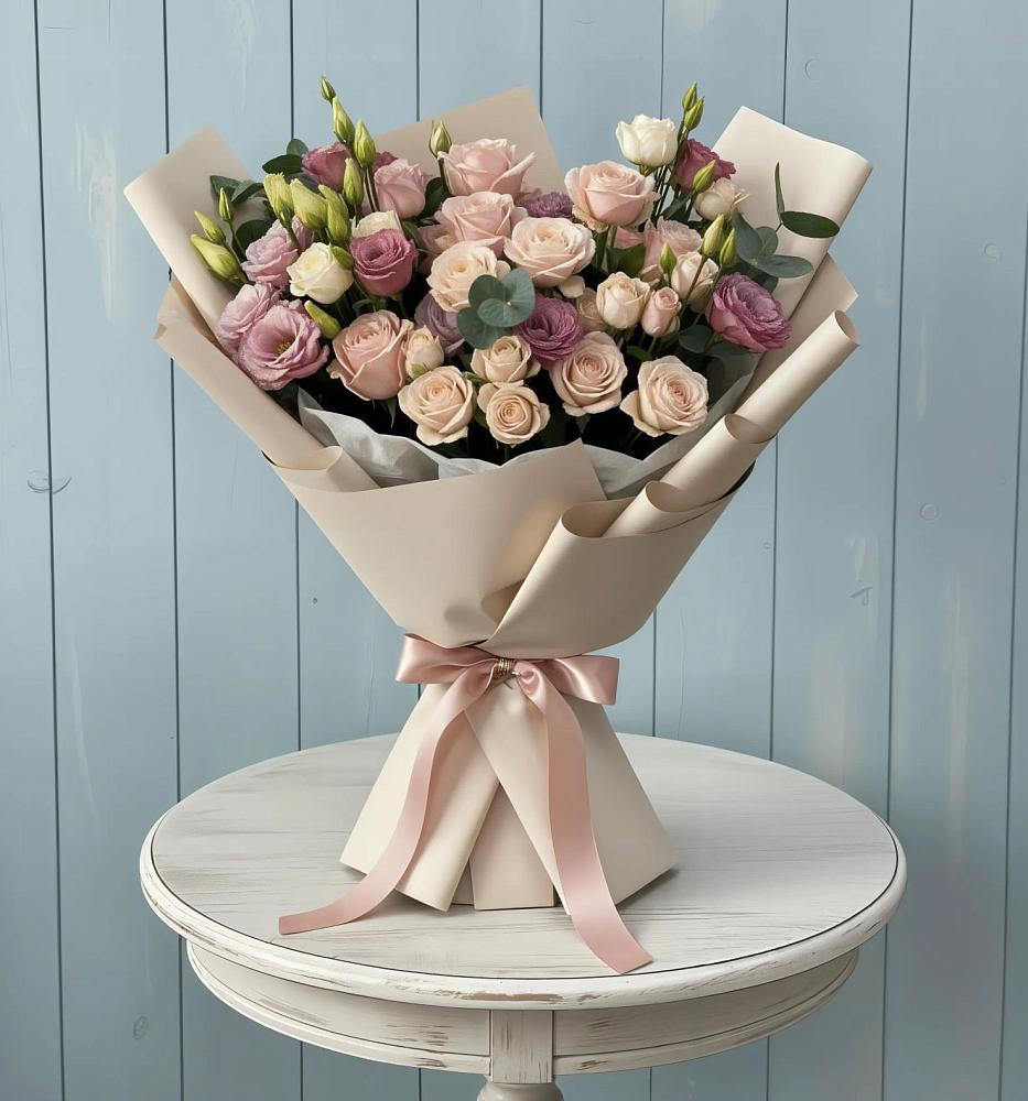 Букет цветов из: Розы и Лизиантусы в Ходаево