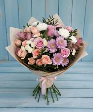 Букет цветов из:  Хризантемы, Розы и Альстромерии в Ходаево