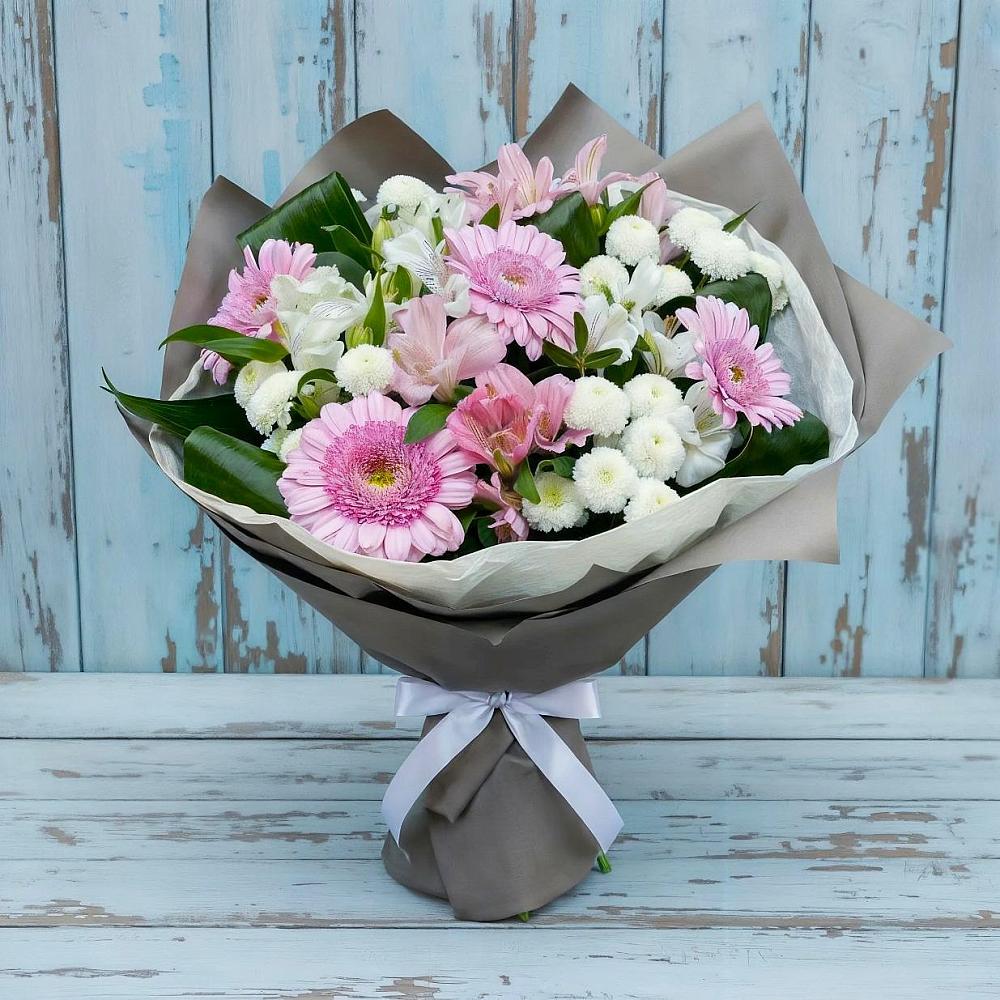 Букет цветов из: Герберы, Альстромерии и Хризантемы в Ходаево
