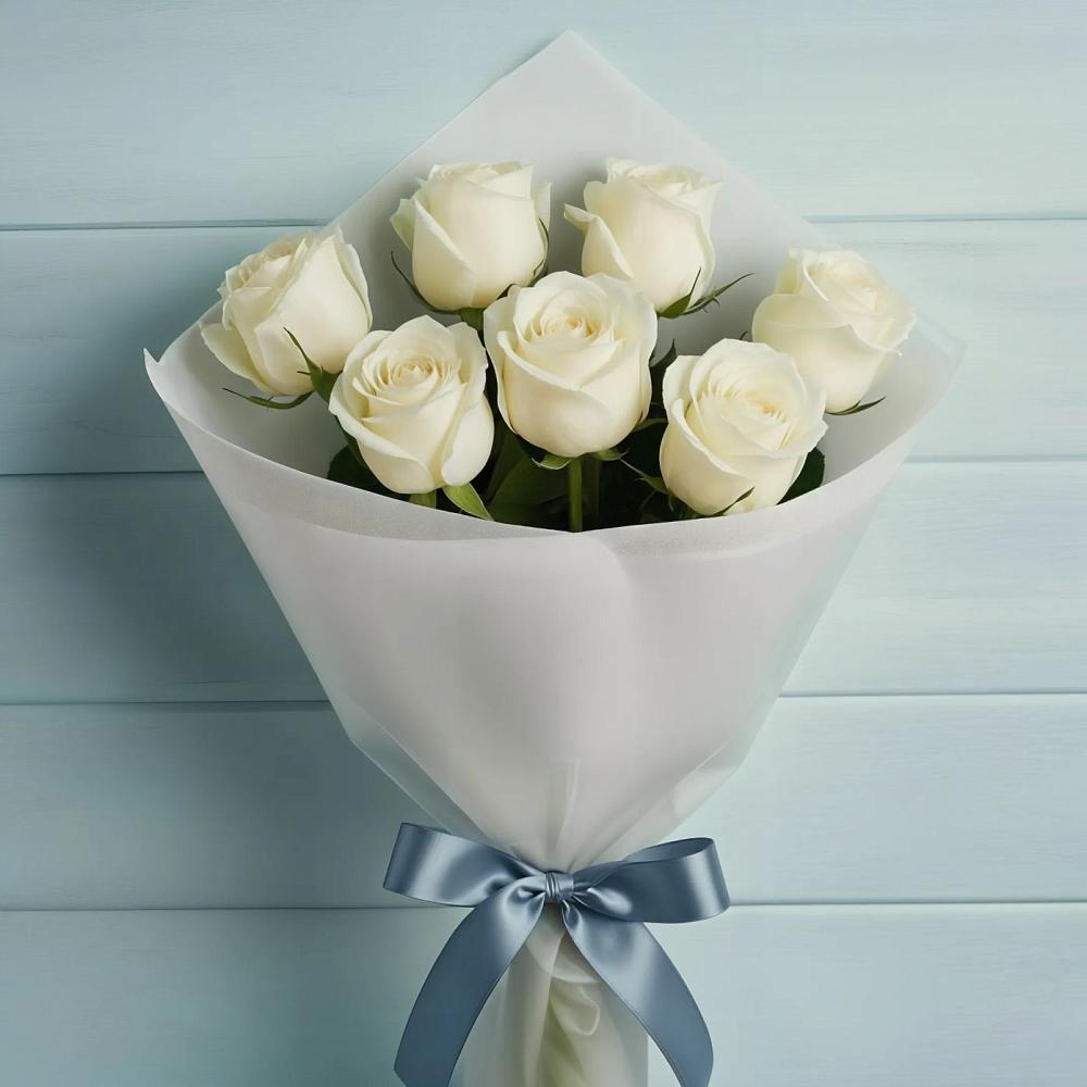Букет 7 Белых роз Эдлесс Лав в Ходаево