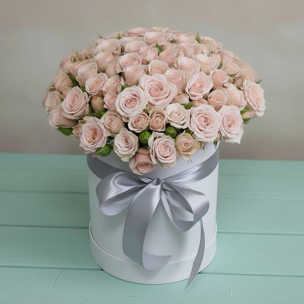 Цветочная композиция из Розы в шляпной коробке в Ходаево